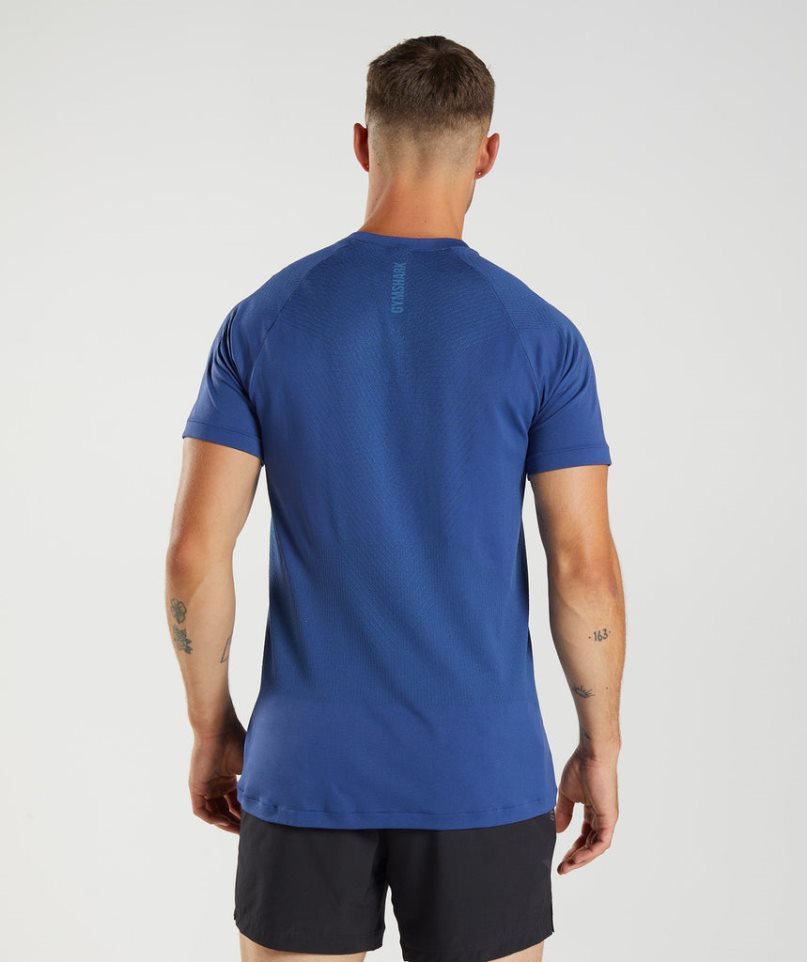 Men's Gymshark Apex Seamless T-Shirts Blue | CA 85N0DA